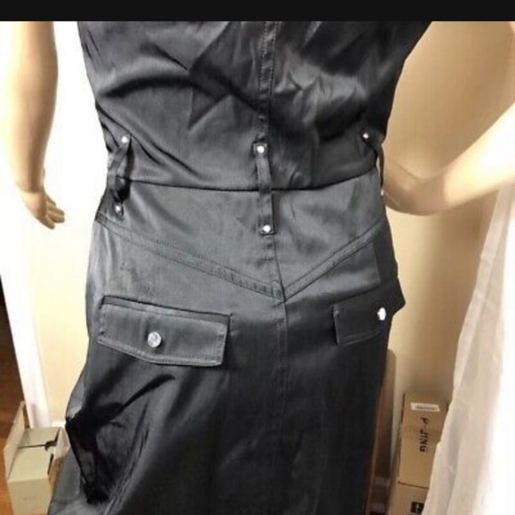 CACHE Pencil Dress Size 6 Black Lace Elegant Lined Tan Closure V-neck Party - Picture 8 of 9